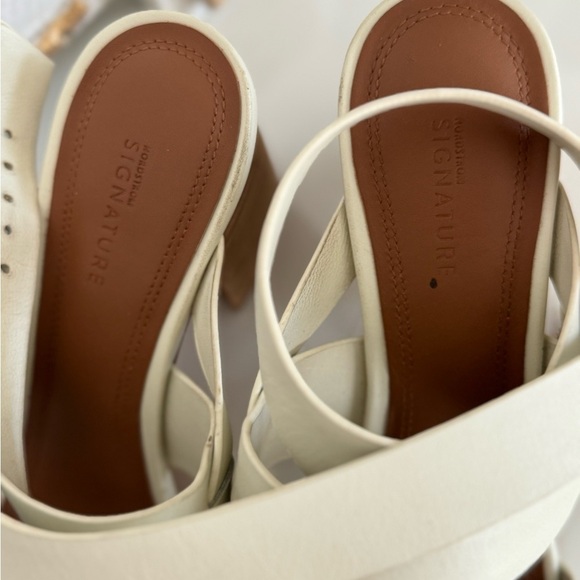 Nordstrom Strappy Leather Sandals with Wood Stack Heel - Size 8 - Picture 10 of 10